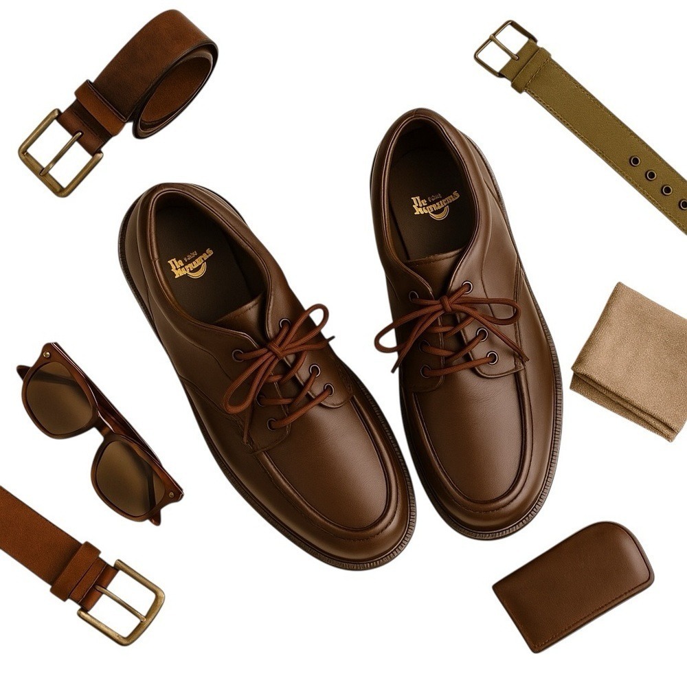 Dr Martens Brown Leather Moc Toe Oxford Shoes Men's 11 Lace Up AirWair Classic - Picture 13 of 14